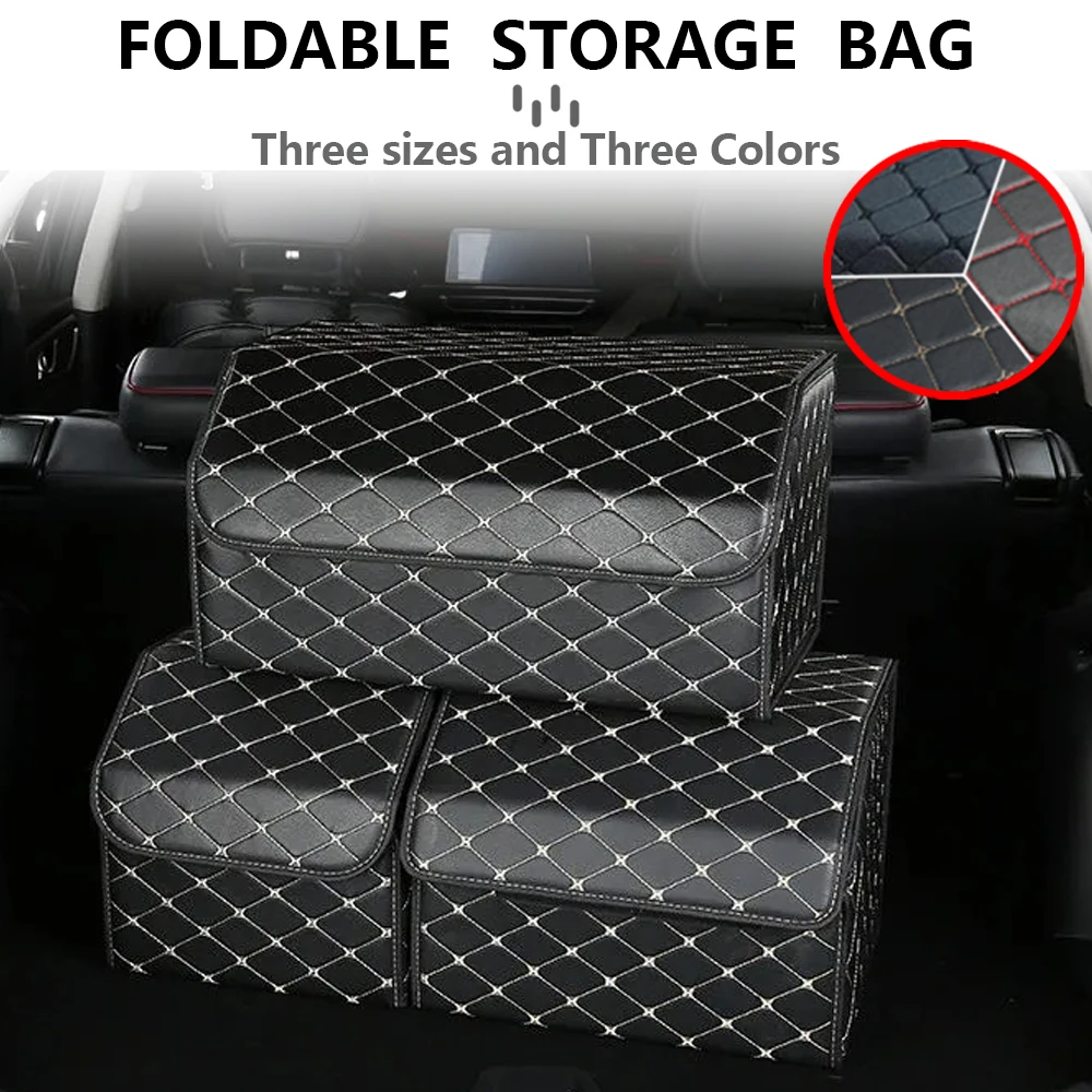 Car trunk storage box Large Capacity Auto Multiuse Tools Organizer Box Stowing Tidying Leather Folding For Emergency Storage Box