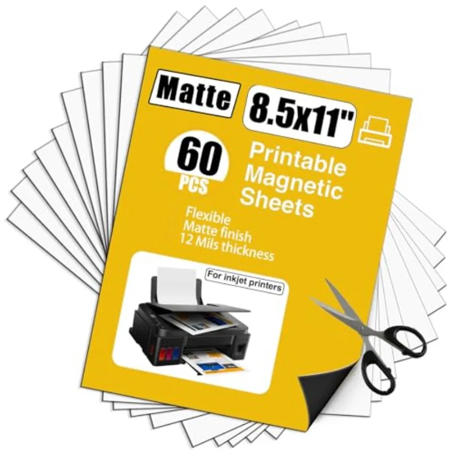

Printable Magnetic SheetsNon Adhesive 12 Mils Thick Magnet Paper for Inkjet Printer in Office Flexible Magnetic Printer Photo f