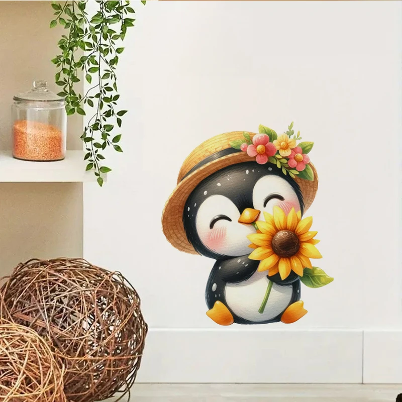 

1pc Happy Animal with Sunflower Sticker, Water-proof Home Wall Decal, Used for Wall, Bathroom, Cabinet, Door,Toilet, Car, Laptop