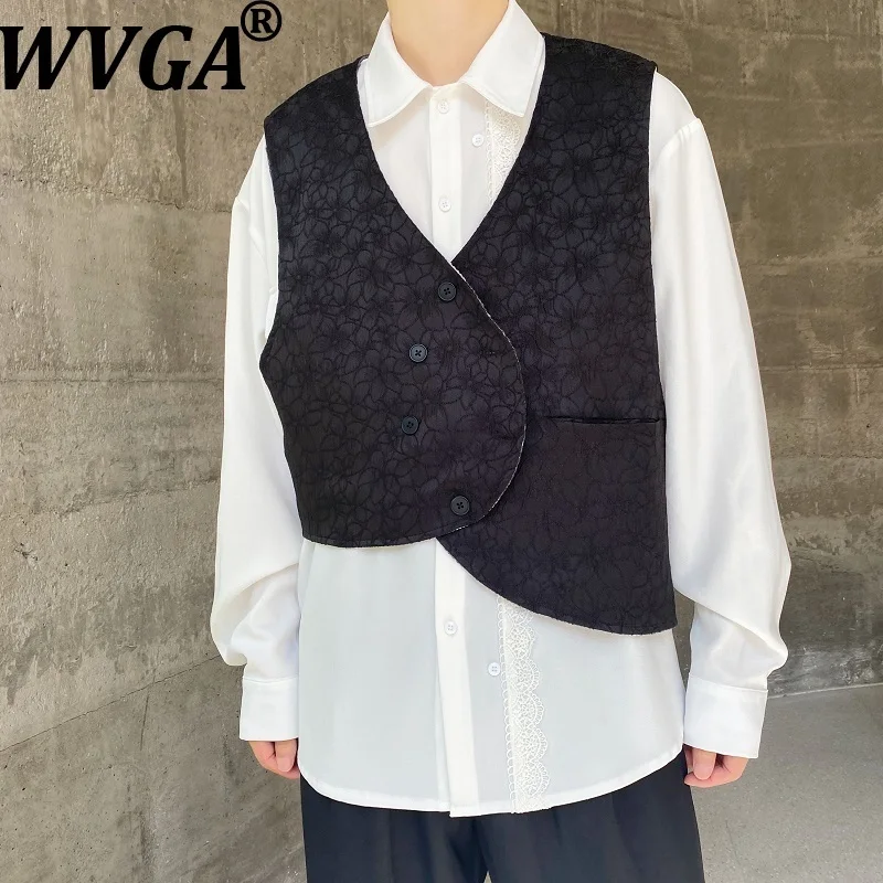 

WVGA Spring Autumn New Man Tide High Street Personalized Two Sided Fashion Jacquard Vest Niche Chic Casual Waistcoats Ins W8848