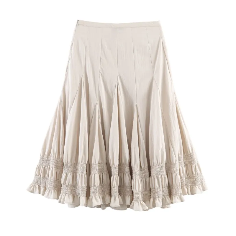 Falda midi Godet para mujer, elástica, de cintura media, holgada, con dobladillo en A, cremallera lateral