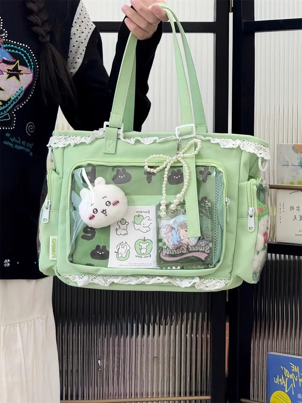 Japanische Ins Mädchen Weiche Mädchen Umhängetasche Y2K JK Uniformen Transparent Ulzzang Ita Tasche Student Pendeln Einkaufstasche – Detail 14