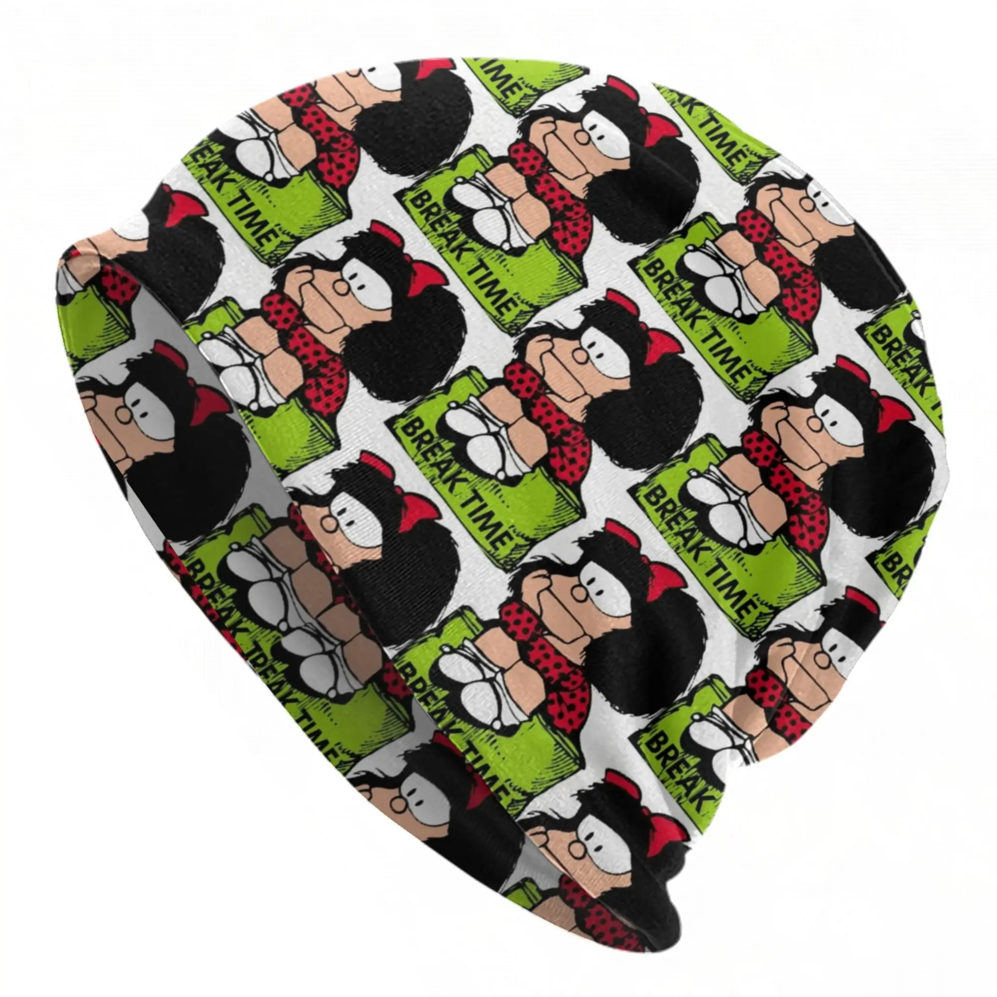 Mafaldas Break Time Sitting and Relaxing Position Cap   Unisex Street Skullies Beanies Hats Spring Warm Dual-use Bonnet Hats