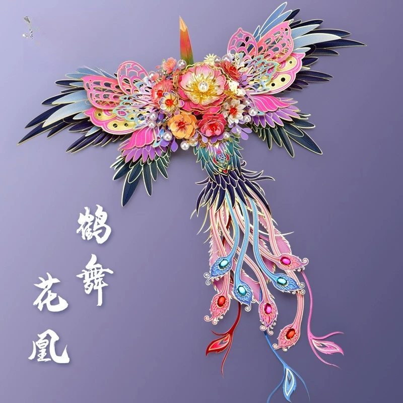 3D three-dimensional puzzle is an assembled model, crane dance flower phoenix handmade DIY production