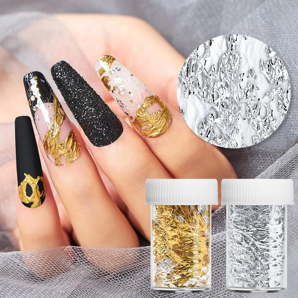 1Roll/Box Net Line Nail Stickers For Nails Gold Silver Mesh Nail Transfer Foil Paper Decals 3D Nail Art Decorations DIY Design image 4