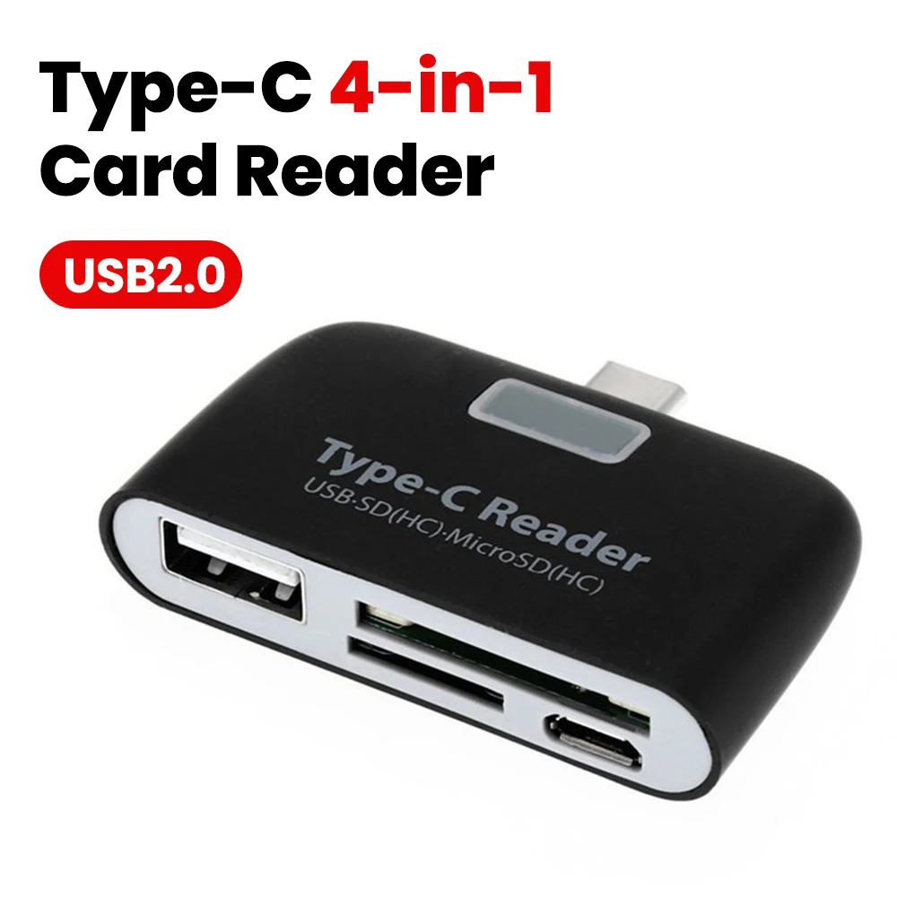 USB3.1 Type C 4-in-1 Card Reader Adapter USB 2.0 HUB SD/TF Type C Hub OTG Card Reader for U Disk Mouse Keyboard Hard Drive