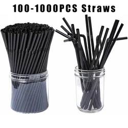 Drinking Plastic Black Straws Colorful Art Long Flexible Wedding Party Supplies Plastic Drinking Straws Kitchen Accessories