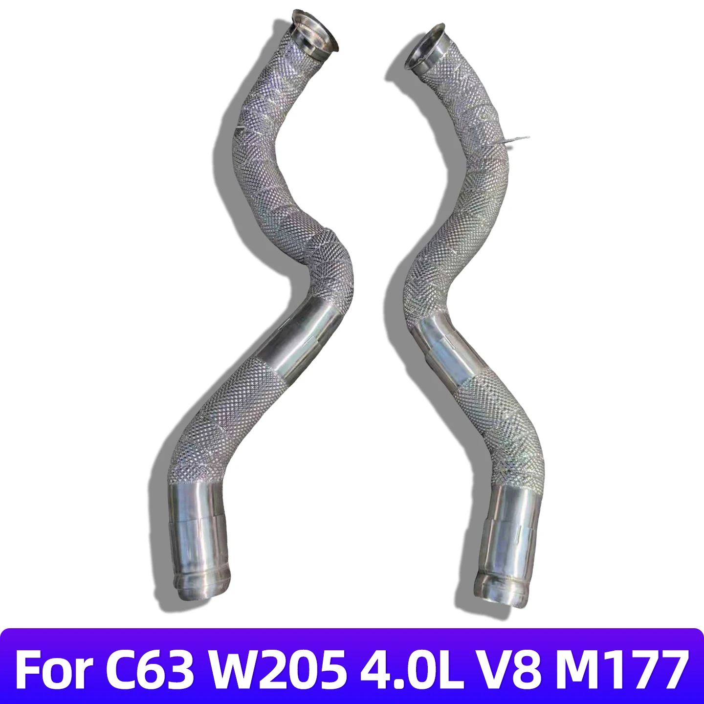 DEX Downpipe for C63/C63S W205 4.0L V8 M177 Engine 2015-2023 304 Stainless Steel Heat Shield High Performance Exhaust Down Pipe
