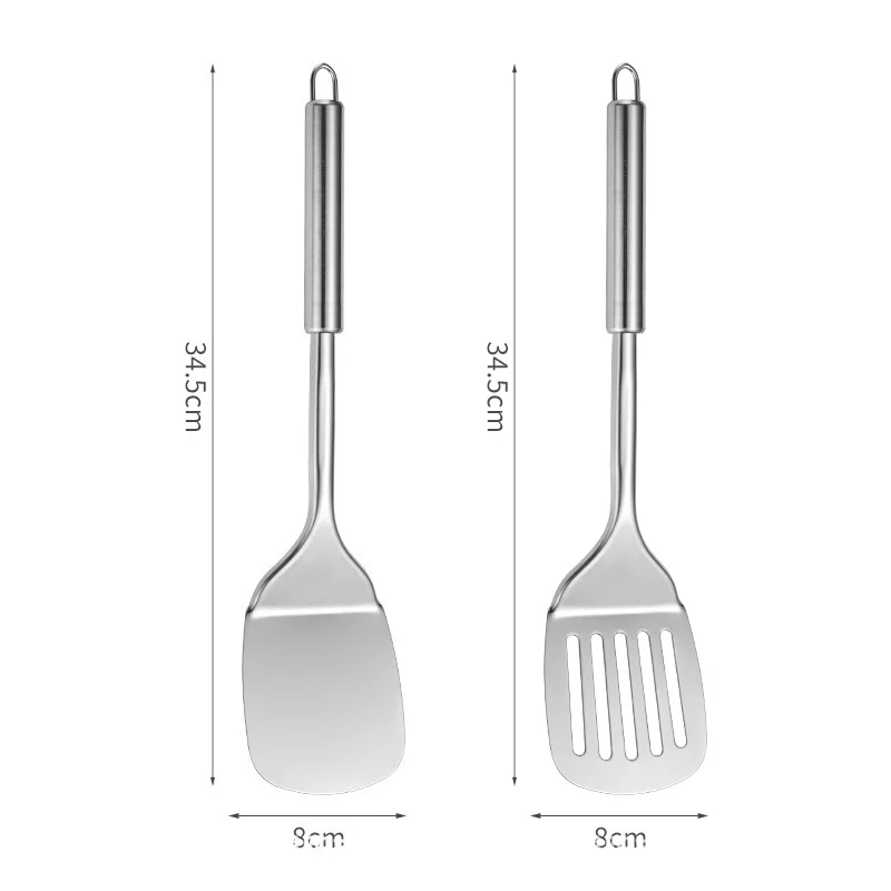 Stainless Steel Turner Long Handle Slotted Shovel  Non-stick Kitchen Steak Cooking Spatula Burger Fried Egg Flip Over Shovel