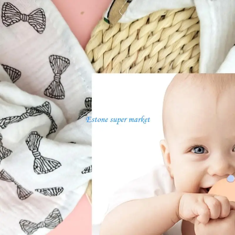 090B طفل ملابس التجشؤ 2-Layer التمريض مريلة تنفس مريلة لطيف طباعة الطفل وشاح للرقبة