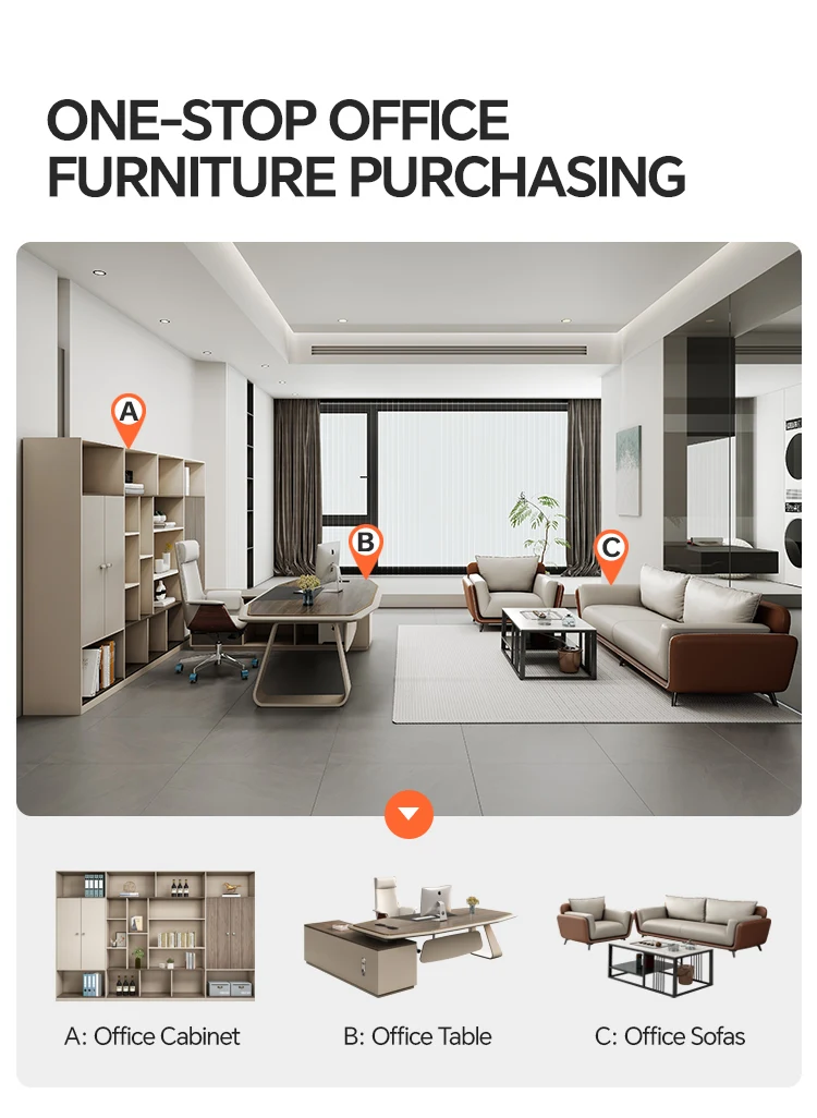 Modern Luxury Wooden Workstation Table Office Furniture Office Desk Textured Computer Desk Boss Chair Modern Manager Desk