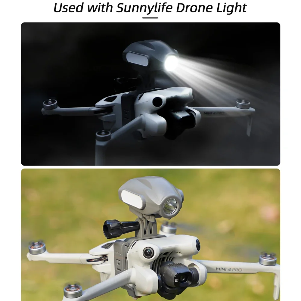 Sunnylife LED Light Mount for DJI Mini 4 Pro Drone Top Bracket Searchlight For Insta360 Sports Camera Adapter Mount Clamp Holder