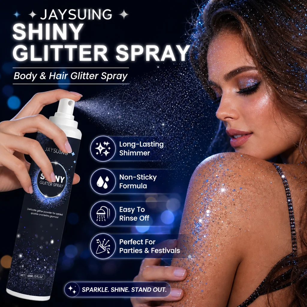 Illuminating Glitter Spray Hair Body Shiny Highlight Portable Versatile Shine Natural Sheen Easy Application Silver Glitter Mist