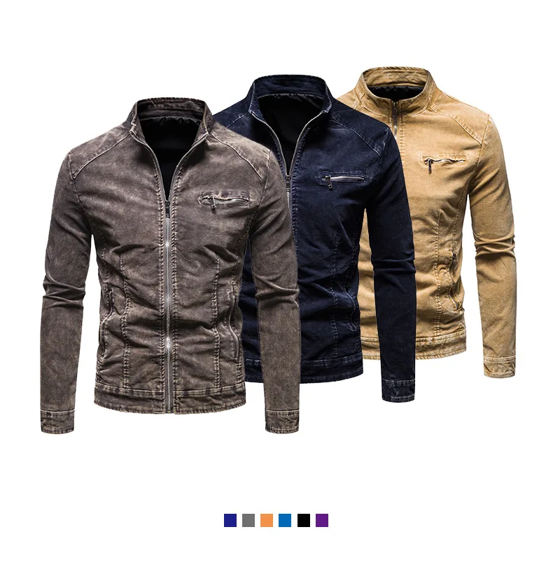 

Denim Coats Men Spring Autumn Retro Simple Outwear Fashion Jean Jackets Slim Casual Denim Jackets Brand Men Stand Collar Zipper