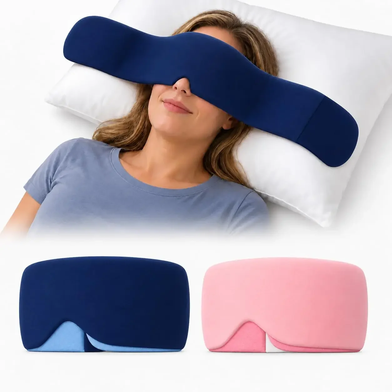 Weighted Sleep Mask Pressure Eye Mask with Reversible Warm Velvet & Cooling Ice Silk Sides Light Blocking Blindfold for Sleep