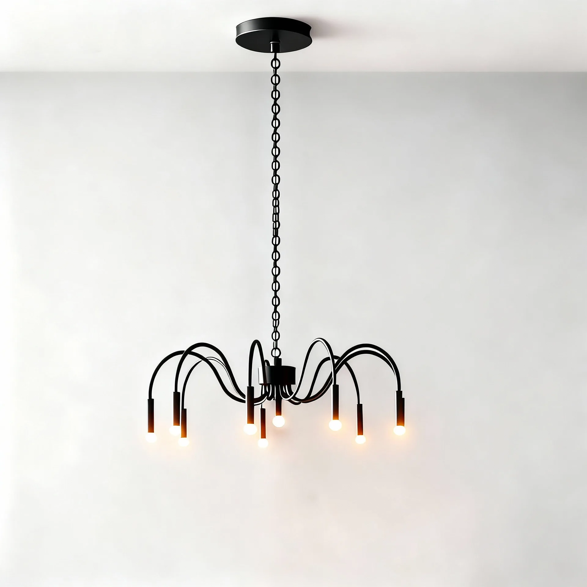 American Minimalist 11-Head Chandelier Light Iron Art Living Room Dining Room Pendant Light Table Kitchen Light E14 Candle Lamp