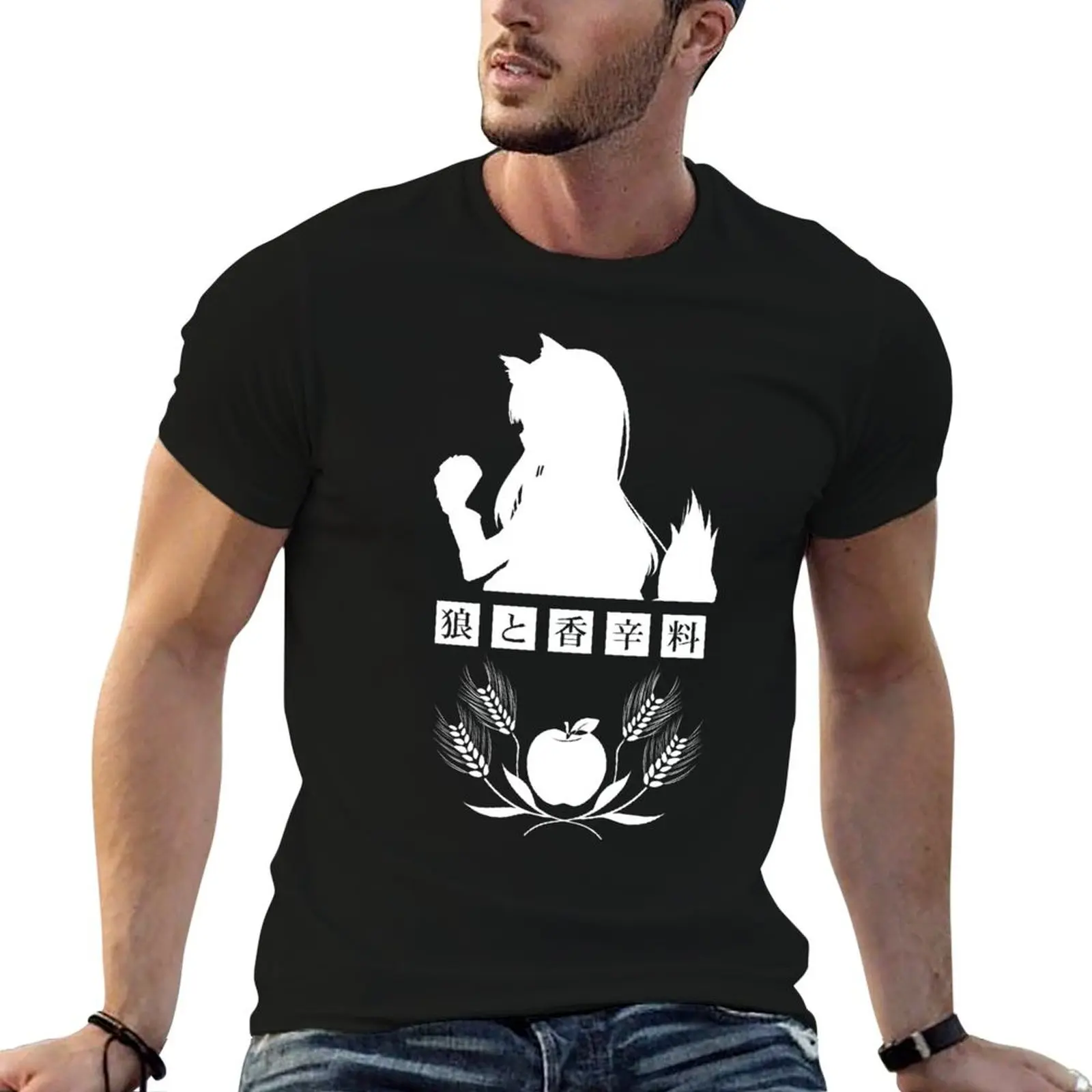 

Wolf 100% for man cotton man t-shirt (White) T-Shirt plain cotton Wise package black shirts t