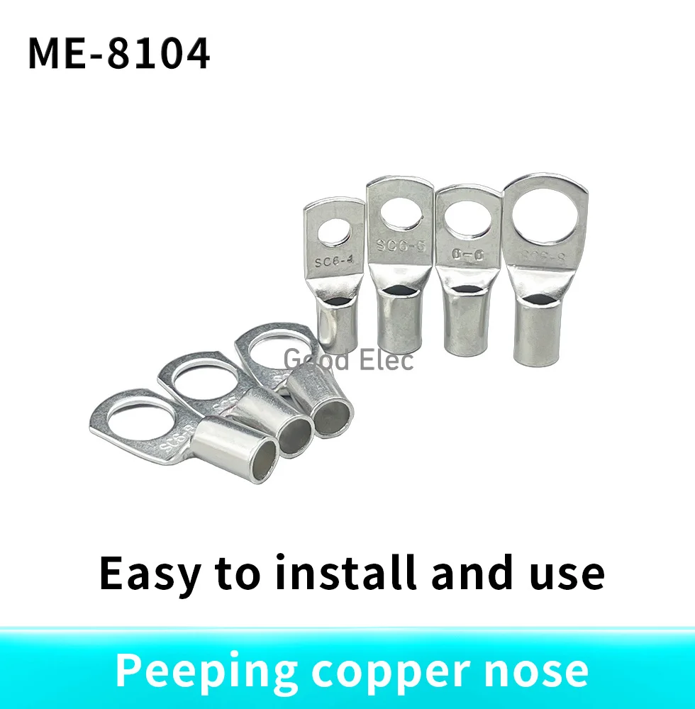 100PCS SC6-4 SC6-5 SC6-6 SC6-8 SC6-10 tinned copper 6mm bolt hole 6.0mm² cable lug battery connector crimping terminal