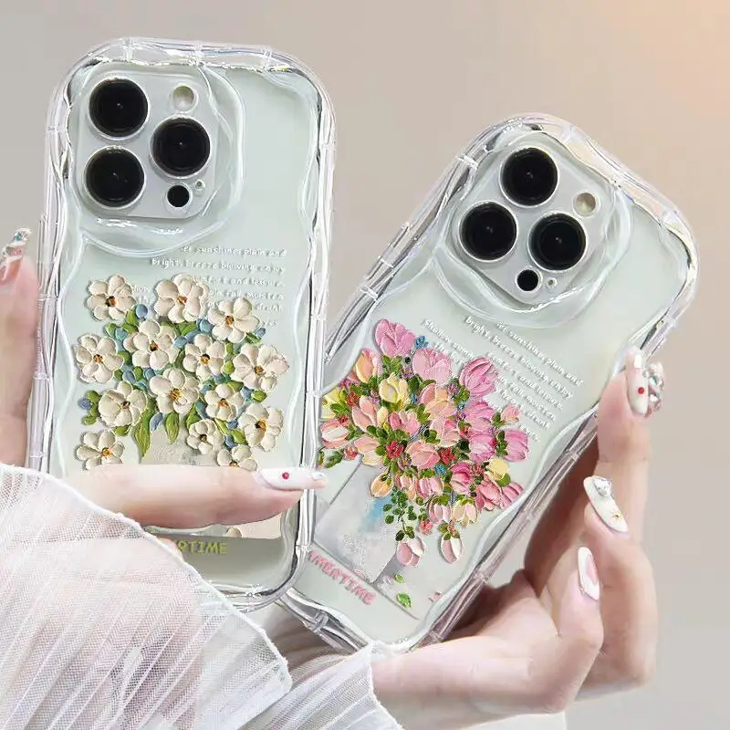 Case For XiaoMi Redmi 12C 10C 9A 9I 9C 11A 10A A1 4G 10 9 K30 K50 K40 Pro POCO M2 X2 F3 C31 C55 cover Flower 3D Wavy Curved Edge