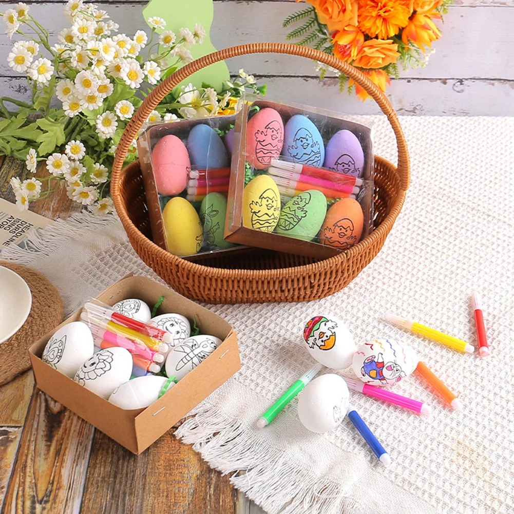 DIY Painting Easter Eggs with Paint Pen Foam Easter Eggs DIY Doodle Kit for Easter Theme Party