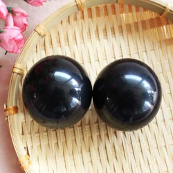 Natural Black Obsidian Baoding Balls Health Trigger Chinese Balls Stone Handball Balls Hand Hand