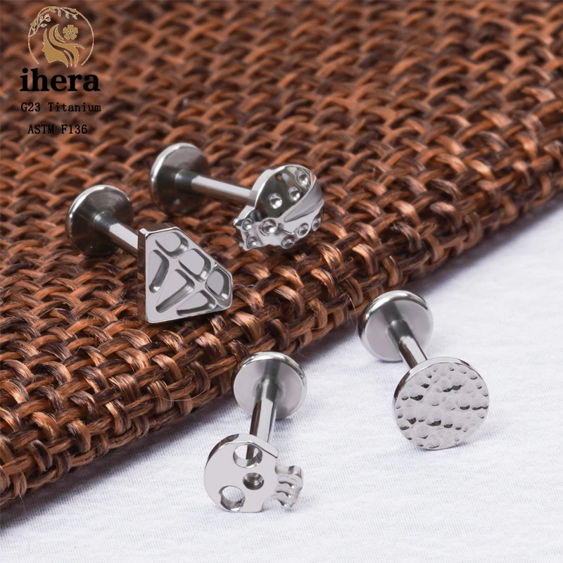 G23 Titanium Punk Skull Piercing Stud Earrings ASTM F136 16G Women and Men Ear Cartilage Tragus Helix Conch Piercing Jewelry