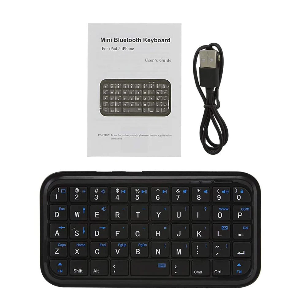 Bluetooth 3.0 Keyboard Type-C Rechargeable Mini Slim Travel Size Wireless Keypad Portable 49 Key Keyboard for Tablets Smartphone