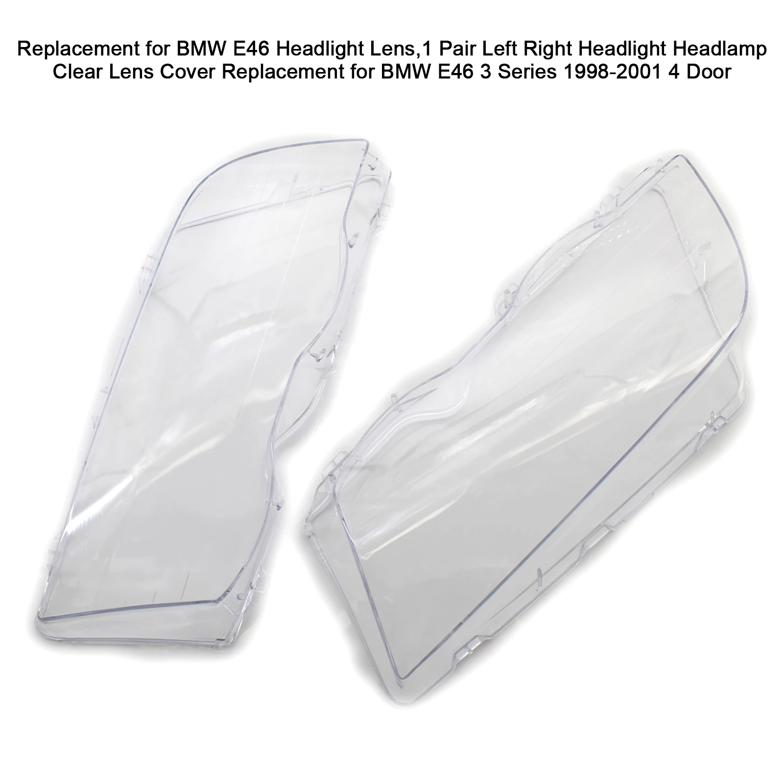 1 Pair Left Right Headlight Headlamp Clear Lens Cover Replacement for BMW E46 3 Series 1998-2001 4 Door