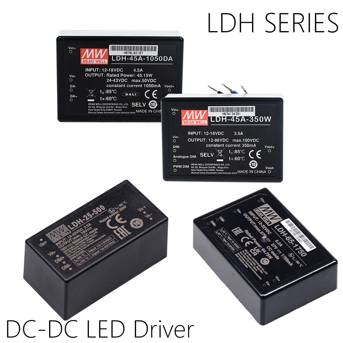 

LDH-25/65-700 DC DC Step up constant current led driver 45w 350/500/700/1050/1400/1750mA DALI dimming meanwell driver