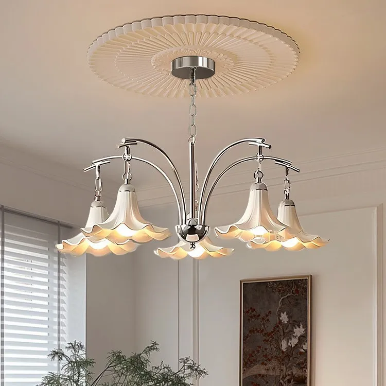French Cream Magnolia Flower Living Room Main Light Medium Antique Bedroom Study Eye Protection Light