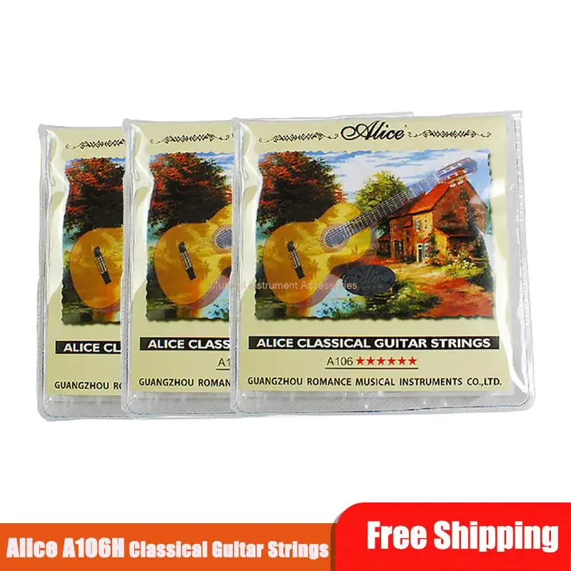 Alice A106 Classic Clear Nylon Strings Hard Tension Nylon Core Silver Plated Copper Winding Guitar Accessories Free Shipping