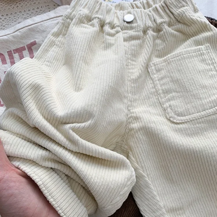 2026 Frühling Herbst Kinderhosen 2-7T Einfacher Stil Jungen und Mädchen Lose Cordhosen Babykleidung Kinderhosen Outdoor-Bekleidung – Detail 15