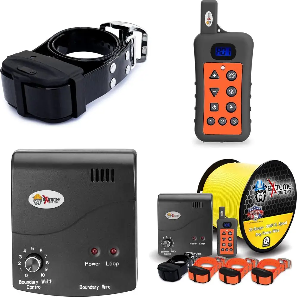 

Wireless Dog Fence & Remote Trainer for 4 Pets - 1000ft 20G Wire for 1 Acre, Comprehensive Solution for Containment and Training