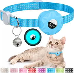 Anti-Lost Cat Collar for Apple Airtag GPS Tracker with Mini Bell Cat Necklace Holder for Airtag Pet Cat Accessories