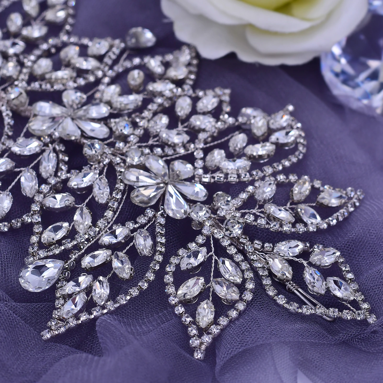 TRiXY HP426 Leaf Shape Crystal Headband Wedding Bride Head Accessories Rhinestone Flowers Decoration Bridal Hair Bands Elegant