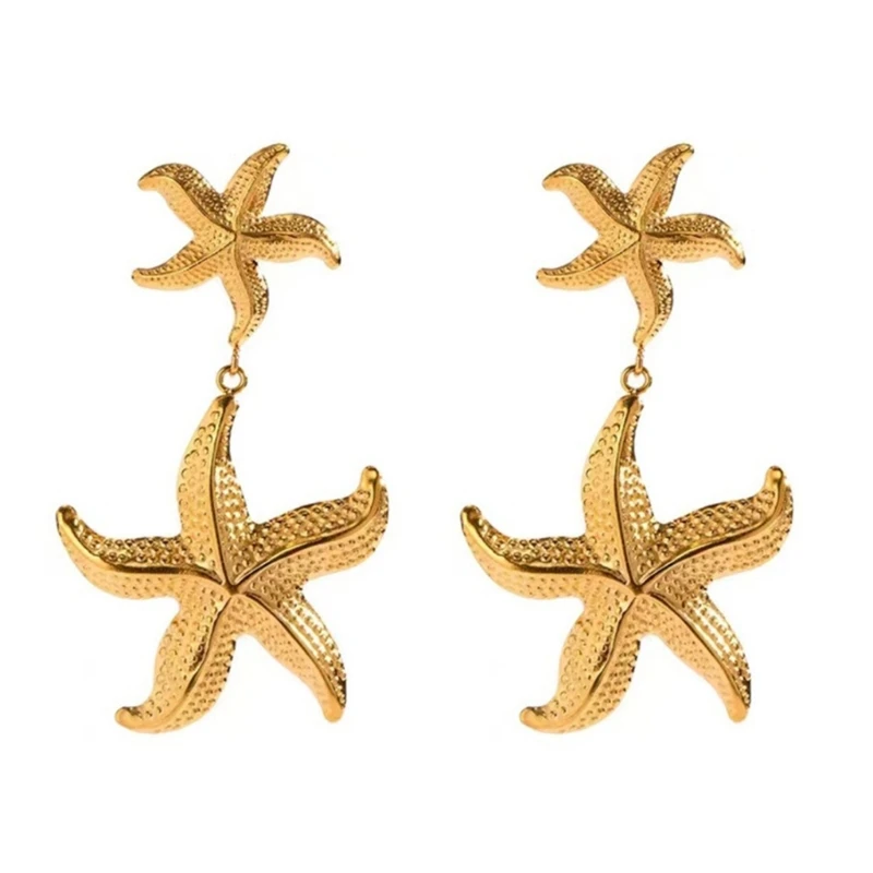 Pendientes elegantes con colgante estrella mar para mujer, pendientes para mujer, pendientes colgantes con forma para