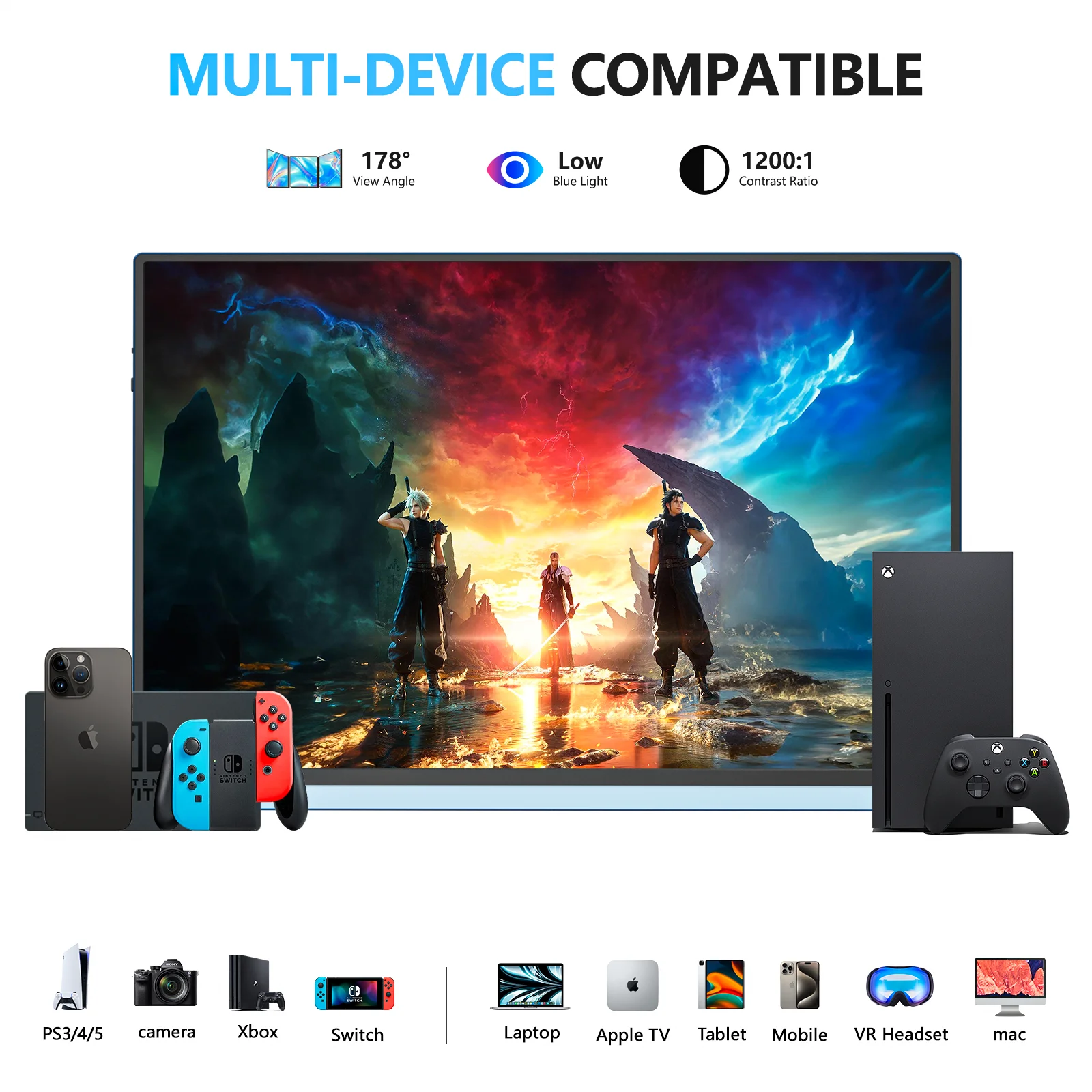 VEOUT 16 inch Portable Monitor IPS 2.5K 144Hz Refresh Rate with Stand for Gaming Travel Business Slim Lightweight screen Display