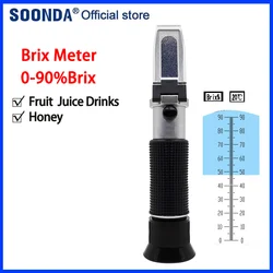 Refractometer 0-90% Brix Meter Honey Sugar Meter Jam Sweetness Tester Sugar Content Tester for Fruit Juice Drinks Measurer Tools