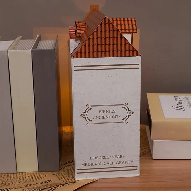 Книжный уголок, миниатюрный комплект, деревянные наборы подставок для книг со светодиодной подсветкой, художественное ремесленное украшение для кабинета, детской комнаты, спальни