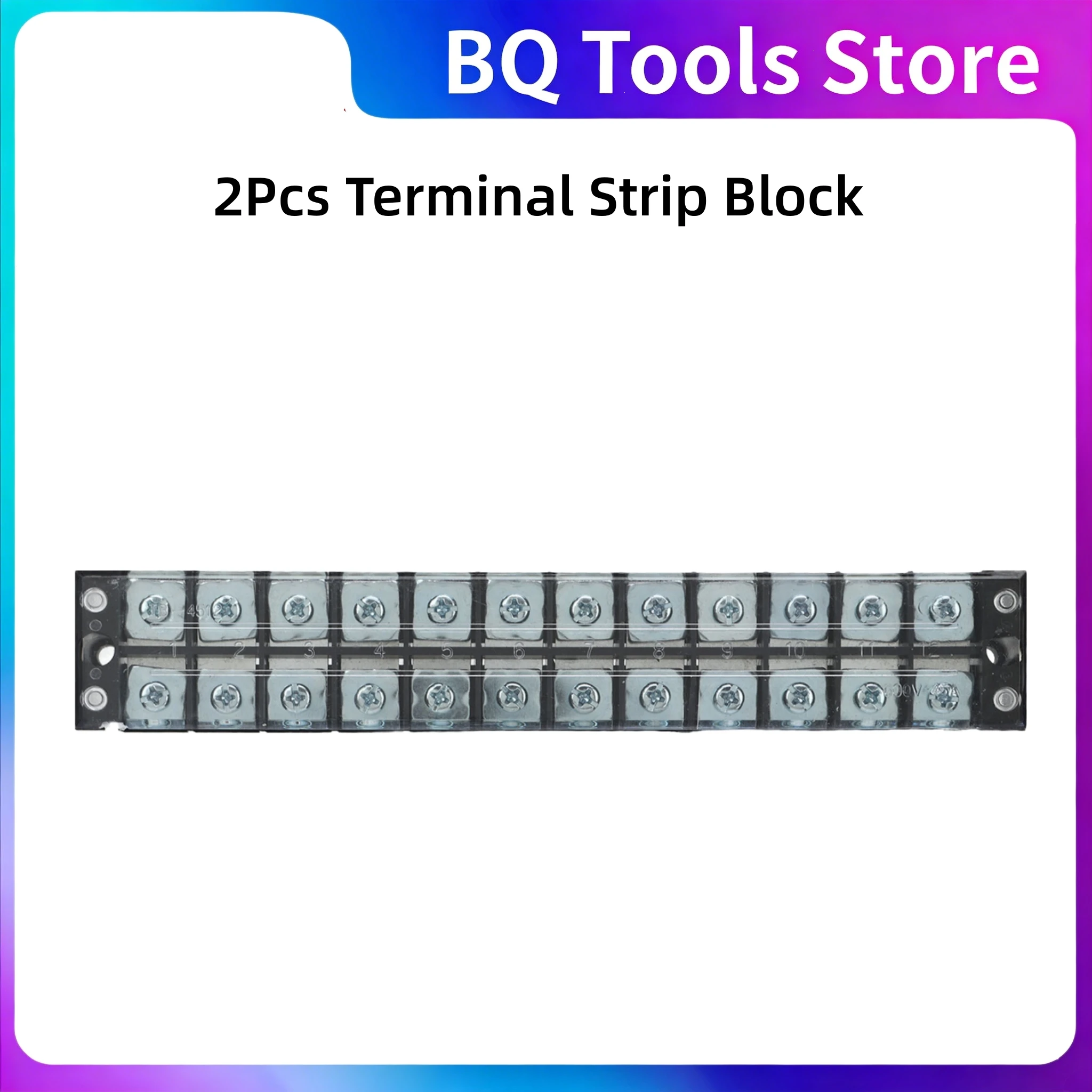 2Pcs Terminal Strip Block 12 Position Ground Circuit Terminal Block 45A 600V Terminal Strip Circuit Connection Tools