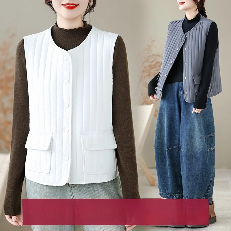 

Женский круглый жилет Ne Svel Jaet на одной пуговице в вертикальную полоску, моющийся жилет, осенне-зимнее новое универсальное пальто