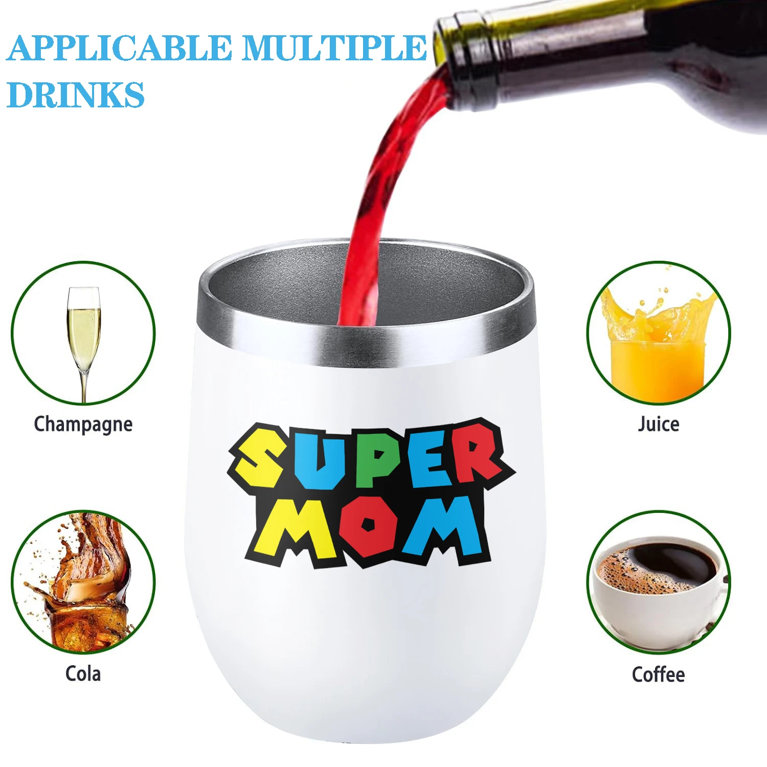 12oz Super dad mon baby girl boy Vacuum cup Double Stainless Steel wine glass keep Hot\Cold Drink Water cup family members gift