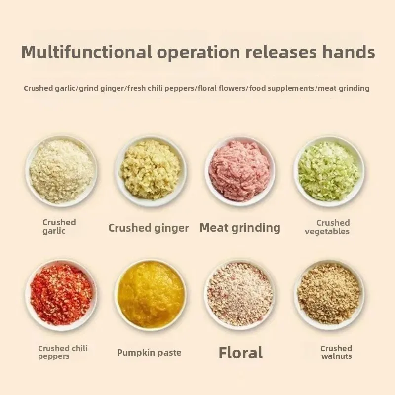 ミニ電気ガーリックチョッパー肉グラインダーガーリックマッシャーマシン頑丈な耐久性のある粉砕生姜野菜クラッシャーベビーフードメーカー