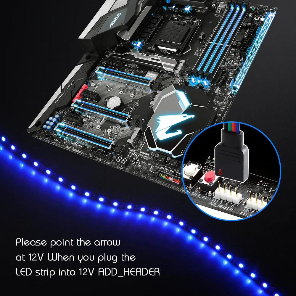 4 Pin RGB-Header DC12V 5050 LED Strip Gaming Light RGB Branch Line for Aura Sync Motherboard Control PC Computer Case (+,G,R,B)