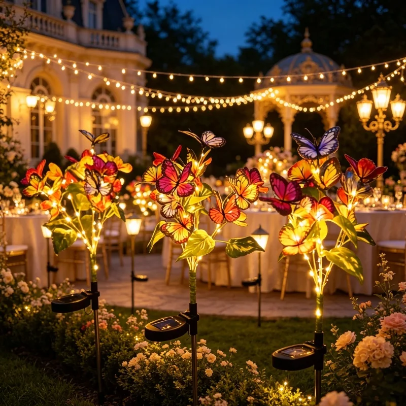 LED Simulation Butterfly Sunflower Lawn Lamp Outdoor Solar Light Camping Yard Garden Landscape Lighting Wedding Party Decor