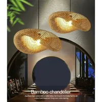 Handwoven Japanese Bamboo Birds Nest Chandelier E27 Ceiling Light for Hot Pot Restaurants, Hotels & Home Decor Bulb Not Included