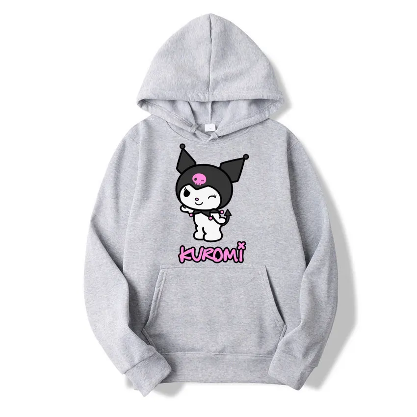 Kuromi Kawaii Women Hoodie Tops Spring Autumn New Fashion Men Pullover Cartoon Anime Black Couple Oversized Sweatshirt Clothes