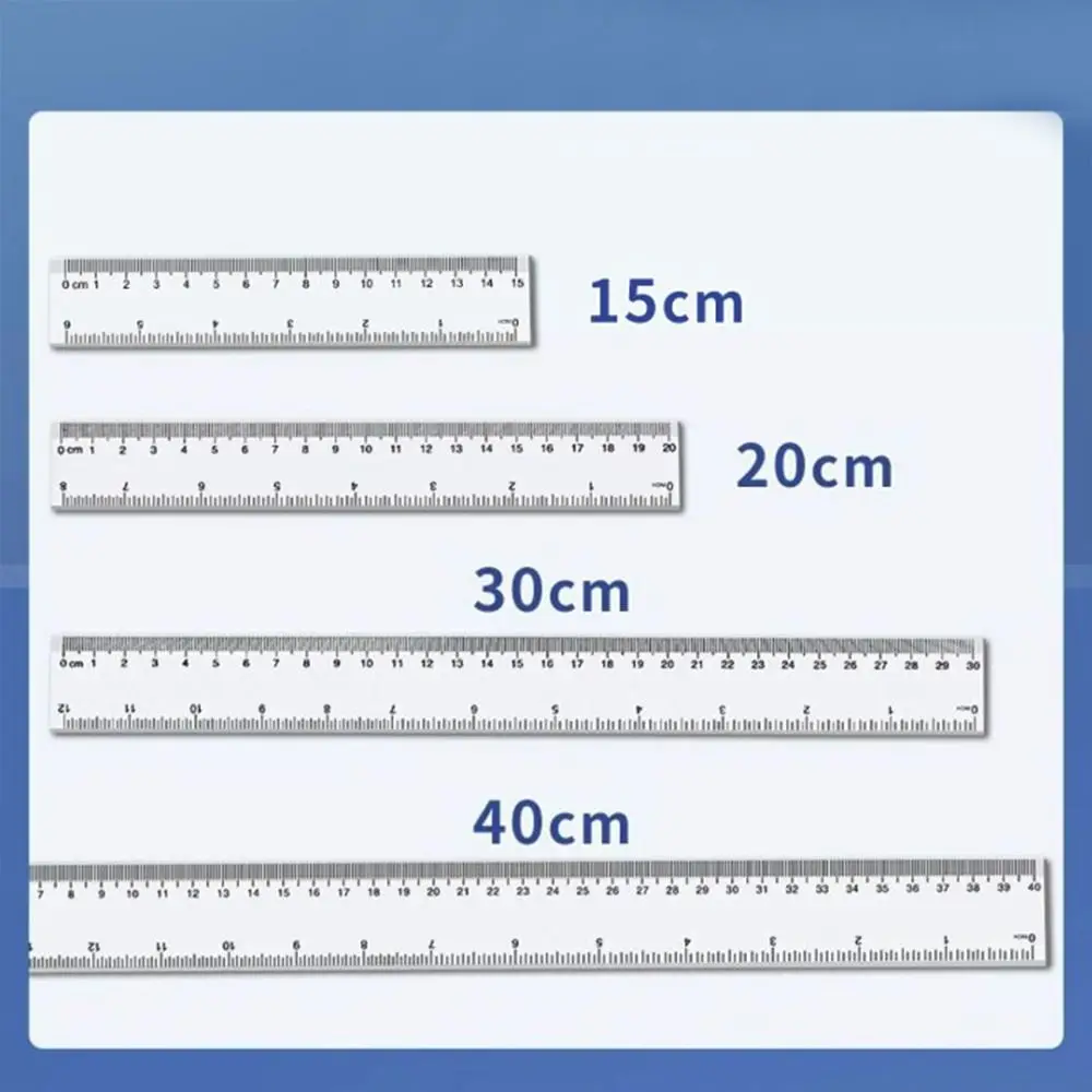 Drawing Tool 15cm 20cm 30cm 40cm Straight Ruler Multifunction Plastic Measuring Ruler Transparent Drawing Ruler Office