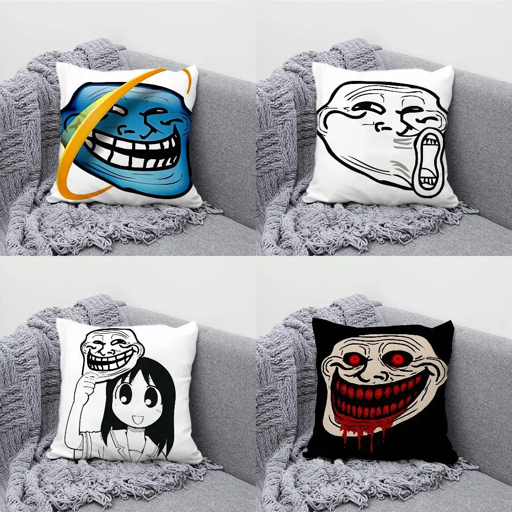 T-Trollface Pillow Case Print Polyester Fiber 40X40 cm Home Sofa Throw Cushion Cover Decoration