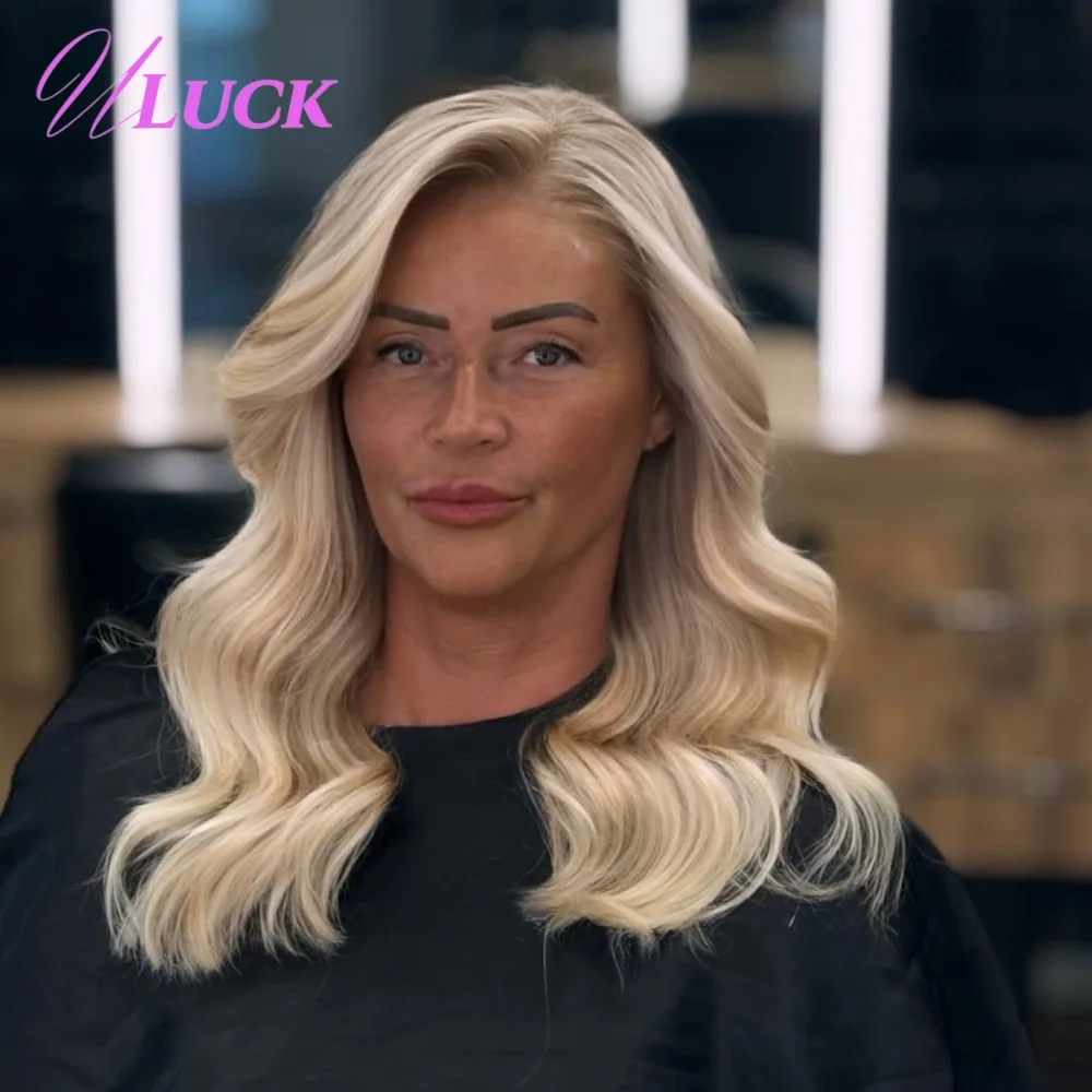 Uluck Biondo Cenere Colore 13x6 Parrucche Frontali Del Merletto 180% Densità Brasiliana 100% Reale Parrucche Dei Capelli Umani di Remy Pre Pizzicate Per Le Donne Bianche